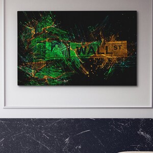 Wall Street Sign Canvas Art: Finance Office Decor