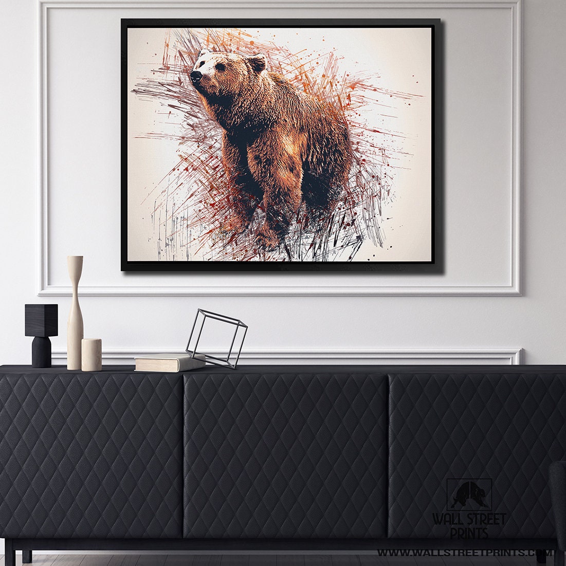 LUXURY INSPIRED Raging Bear Art Large framed canvas art | Etsy