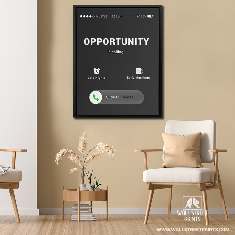 Inspirational office decor, cell phone art, canvas art to shops stay motivated