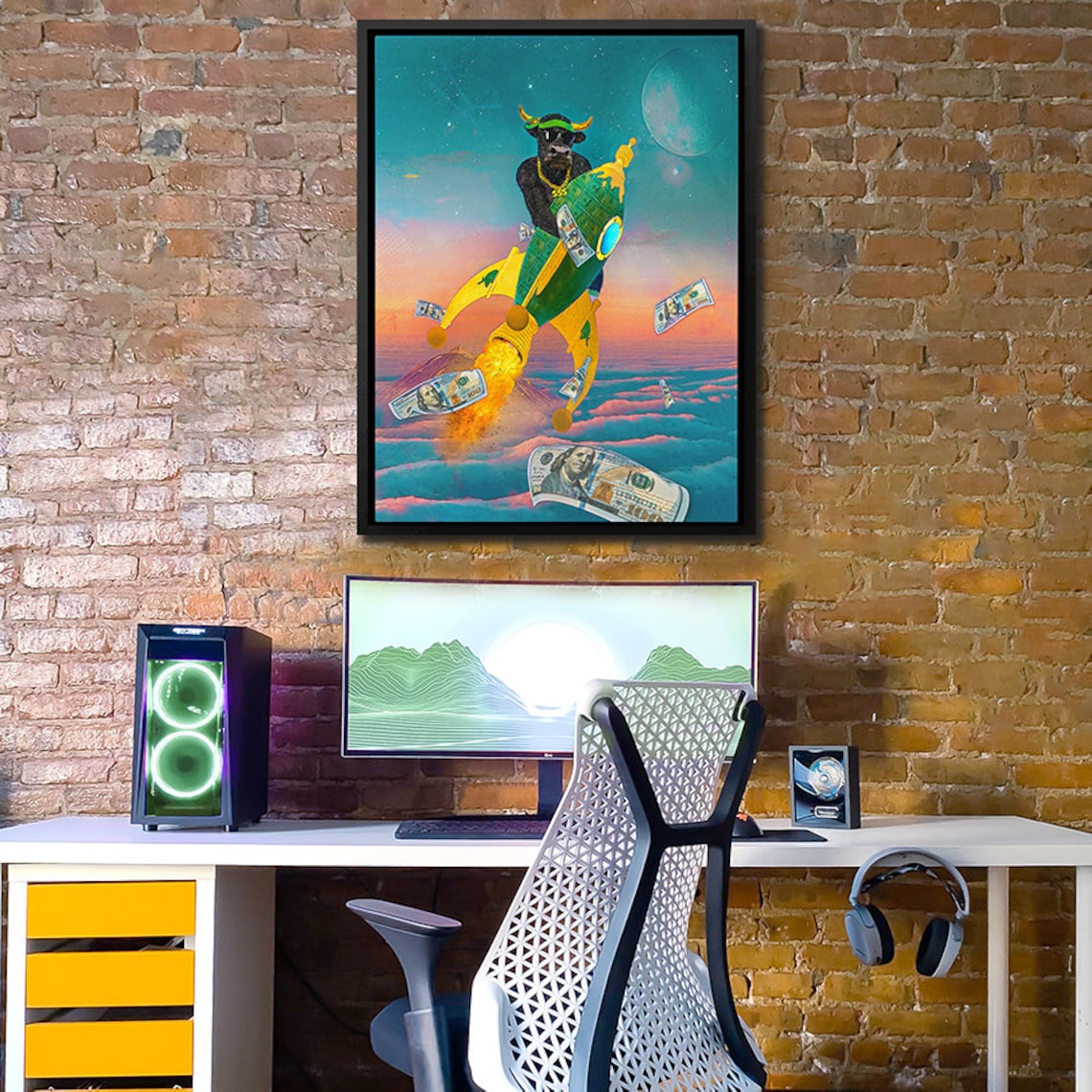 Stock Market Art Wall Street Bull Bull Market Wall Art Etsy