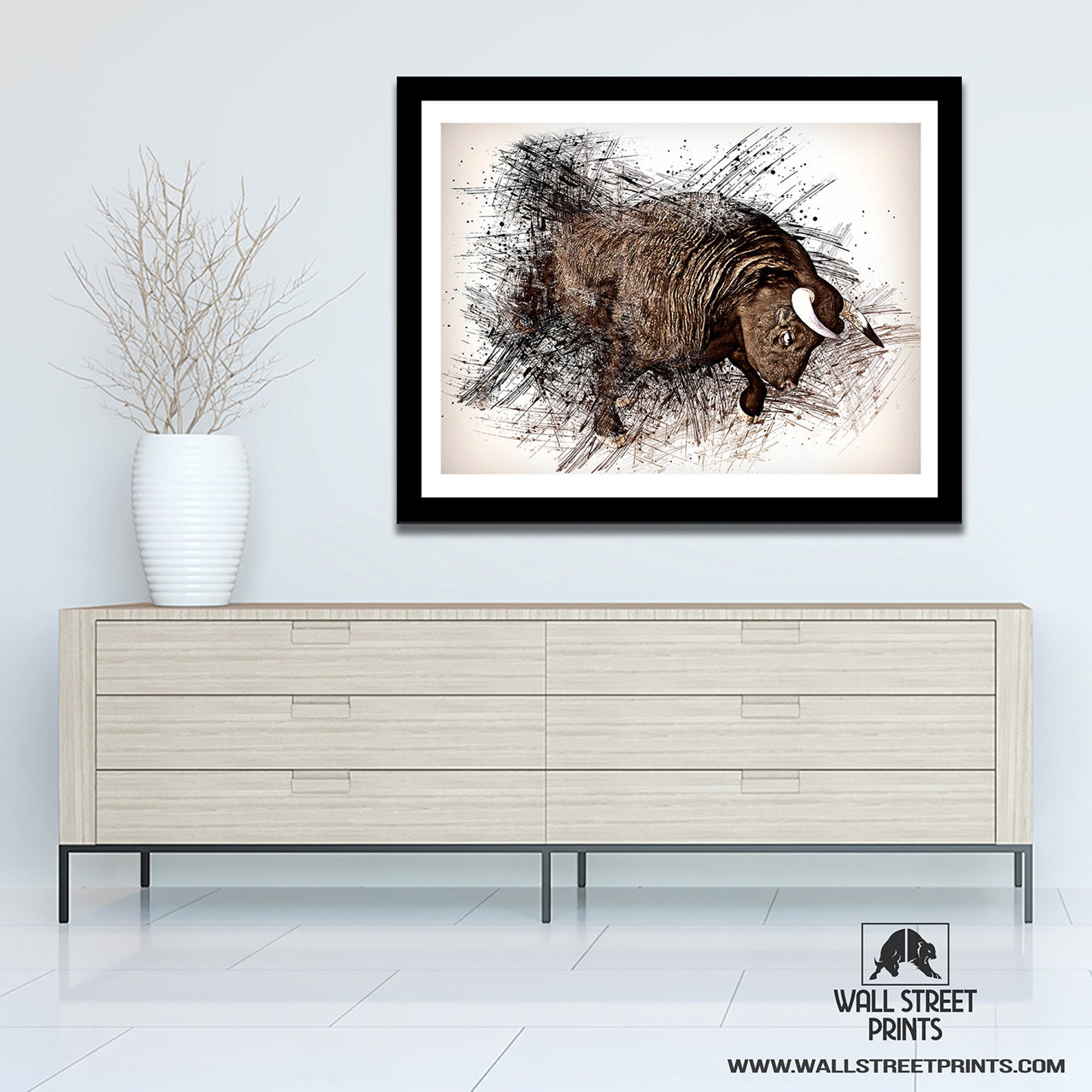 BULL WALL ART Wall Street Bull Large Fine Art Print Office Etsy
