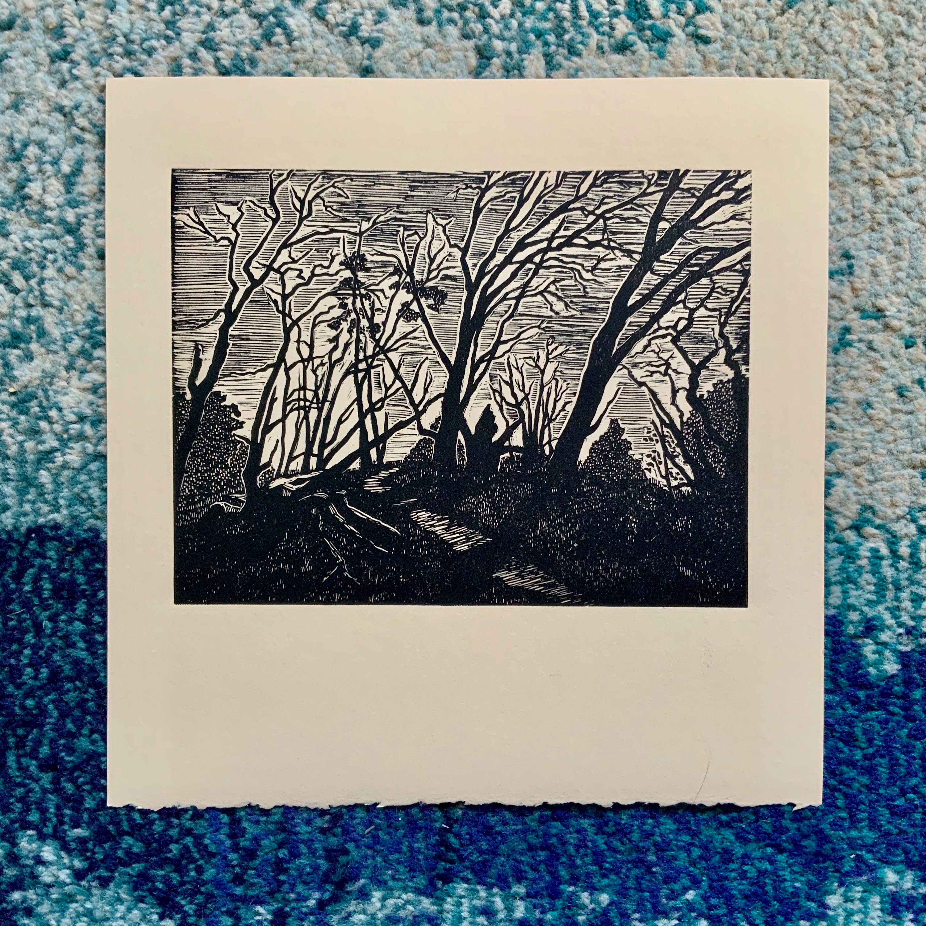 Castle Rock Linocut Print Etsy