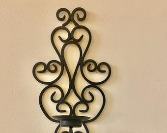 Black Wrought Iron Wall Sconce / Candle Holder