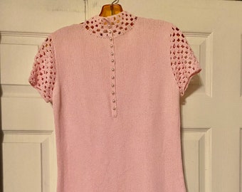 1960er Jahre St John Knits Rosa Tunika Pullover/Kleid