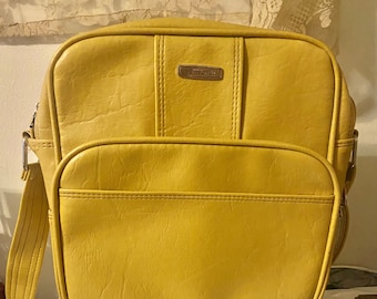 Vintage Mustard Yellow Samsonite Overnight Small Luggage Bag