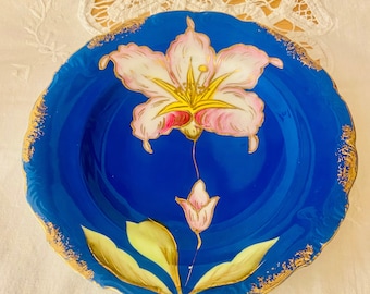 Vintage Made In Japan Blue Floral Plate