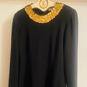 Vintage Adrienne Vittadini black coin dress size S 100%wool image 1