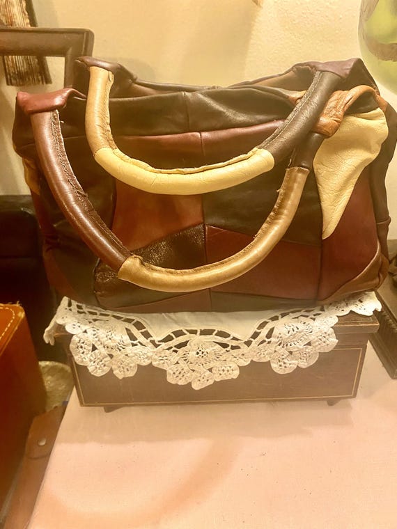 Vintage patchwork small leather handbag - image 1