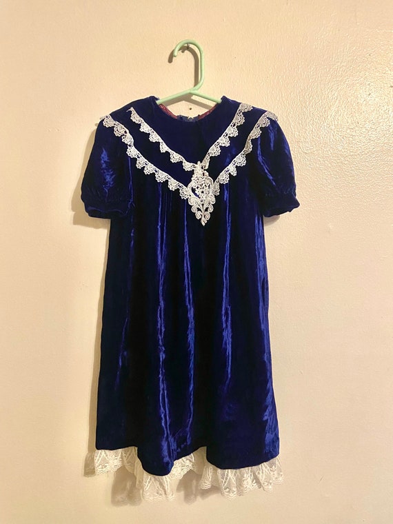 Vintage Girls Dark Blue Velvet Jessica McClintock 