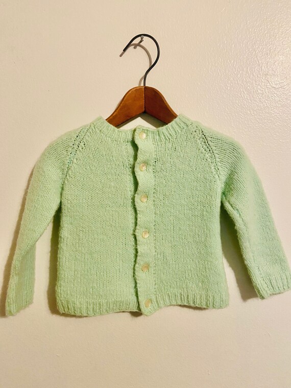 Vintage Mint  Green Baby Cardigan Sweater