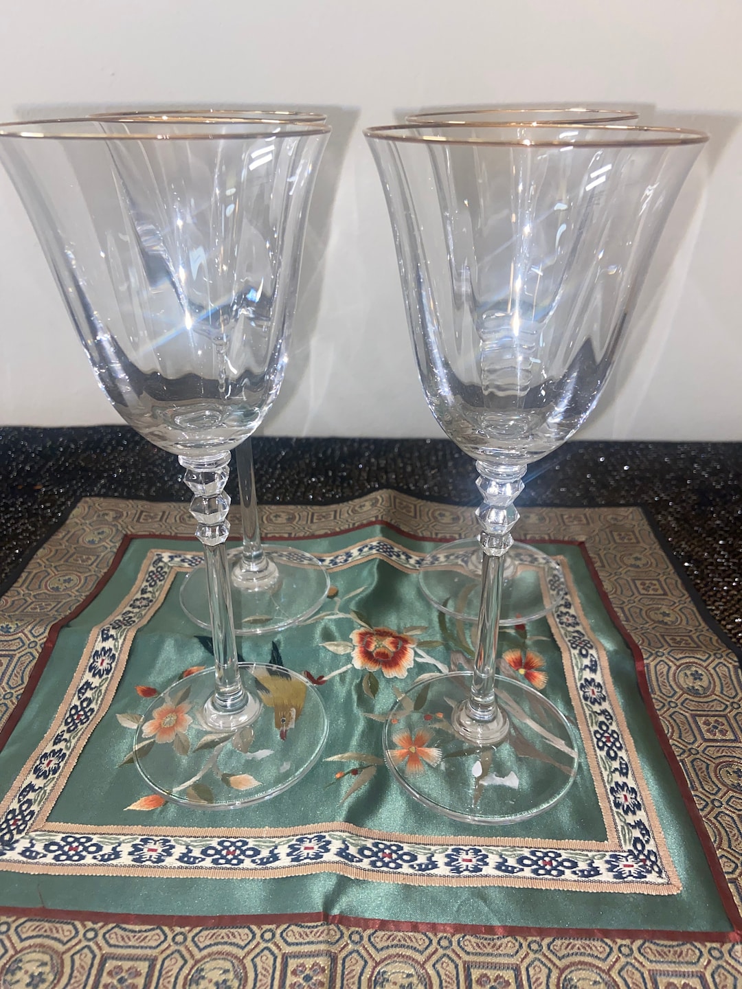 Set of 4 Mikasa Sonata Crystal Wine Glasses 8 Tall Etsy