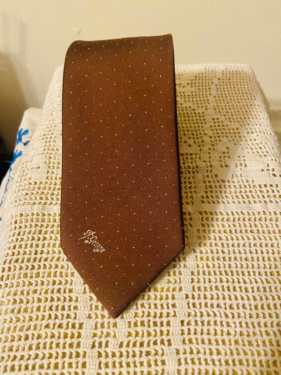 Vtg 70s Allyn St George Dot Print Necktie