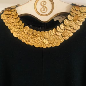 Vintage Adrienne Vittadini black coin dress size S 100%wool image 3