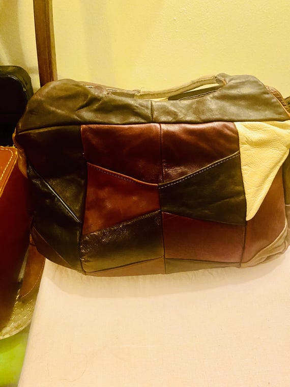 Vintage patchwork small leather handbag - image 2