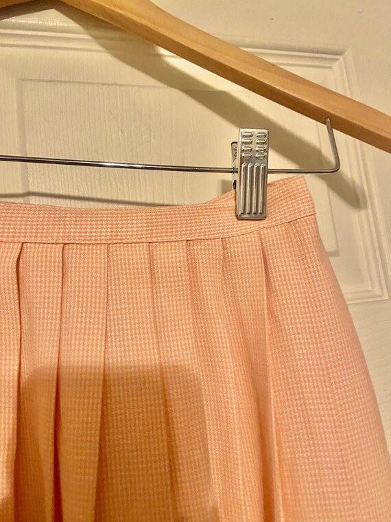 Vintage Pink & White Check Pleated Skirt S - image 3