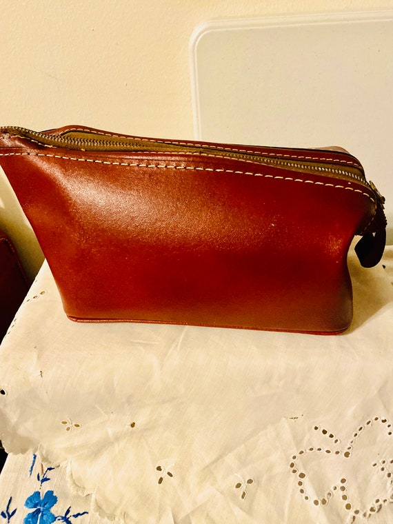 Men’s Vintage Leather Toiletry Bag/ Shaving Trave… - image 4