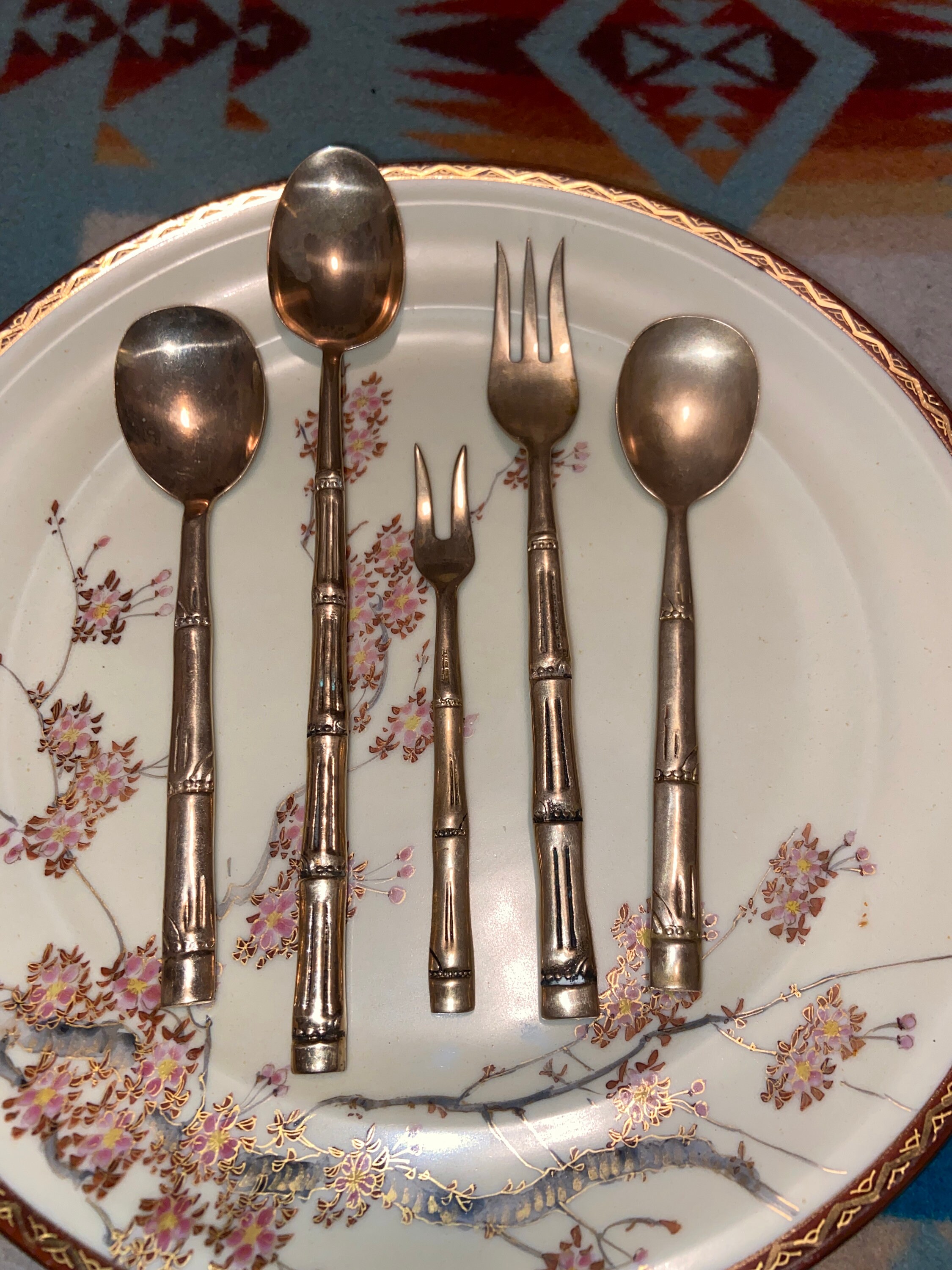 Set of 5 vintage nickel bronze flatware pieces Etsy