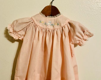 Vintage Pink Embroidered Baby Girl Dress by Cherub