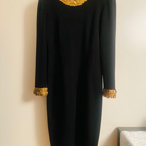 Vintage Adrienne Vittadini black coin dress size S 100%wool image 6