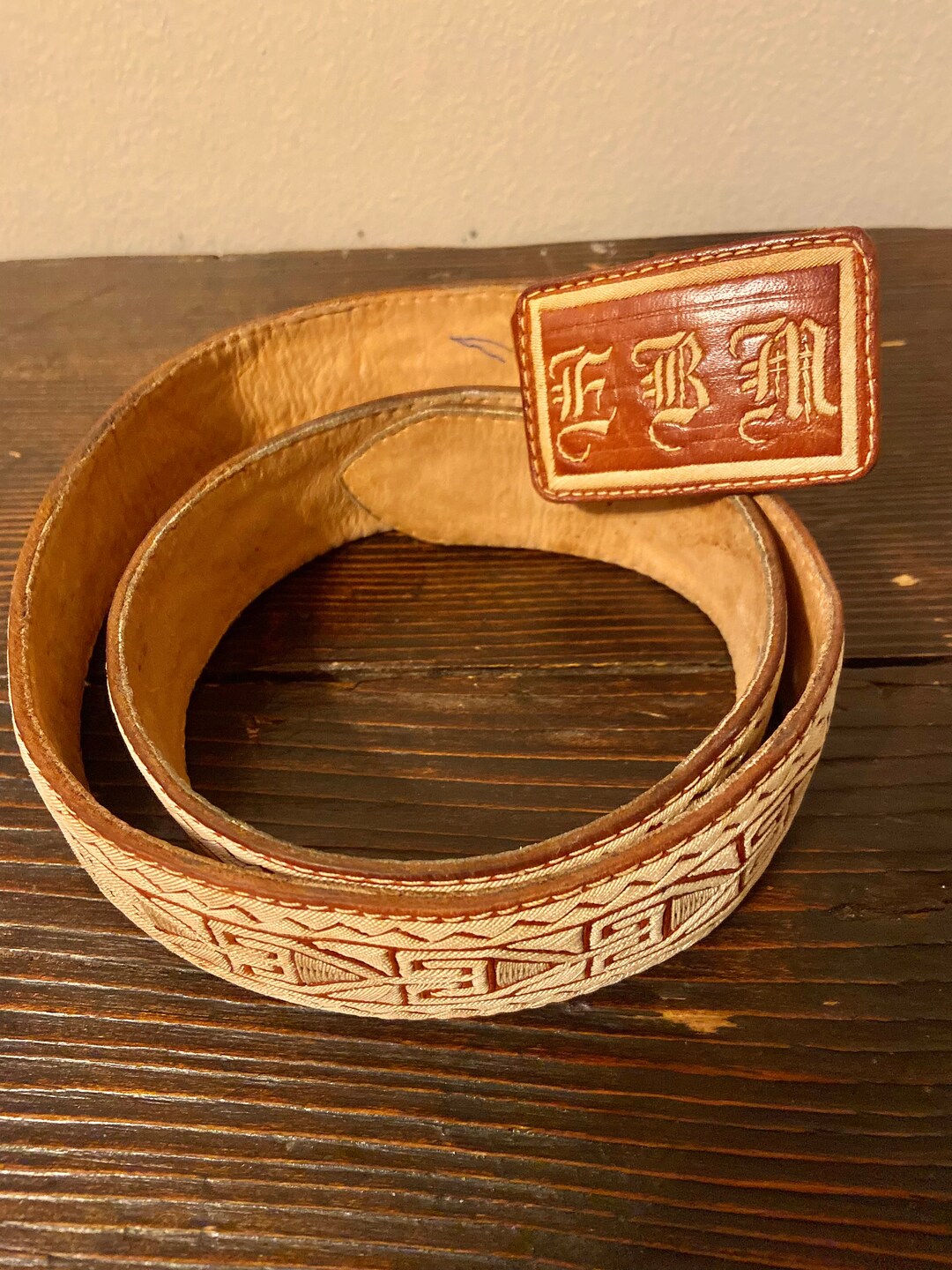 Vintage Brown Handmade Leather/ Horse Hair Belt With Etsy