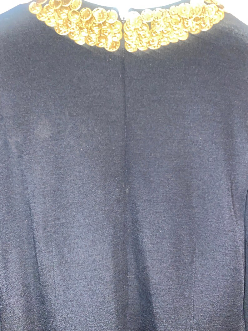 Vintage Adrienne Vittadini black coin dress size S 100%wool image 4