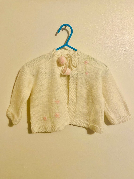 Vintage Baby Girl Pink & White Sweater