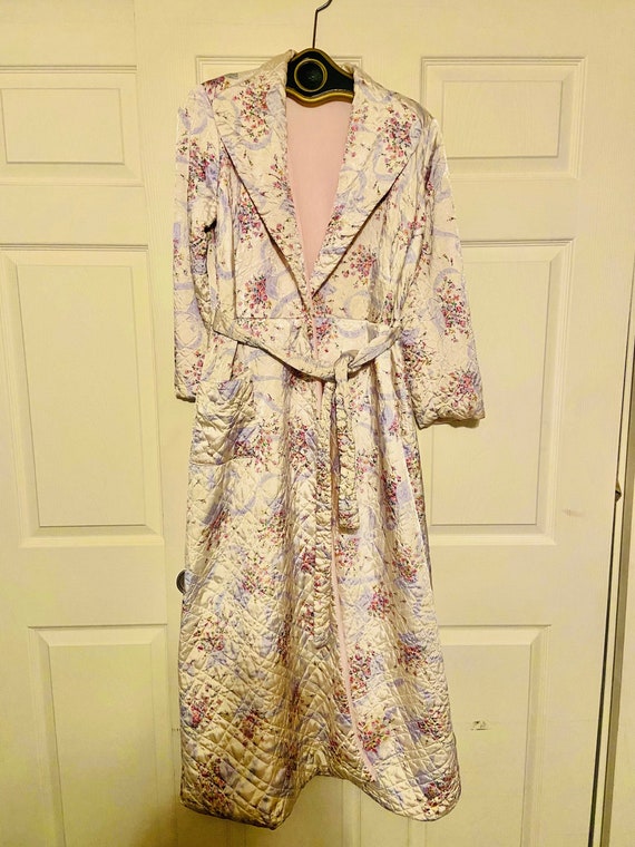 Vintage Quilted Floral Print Housecoat M