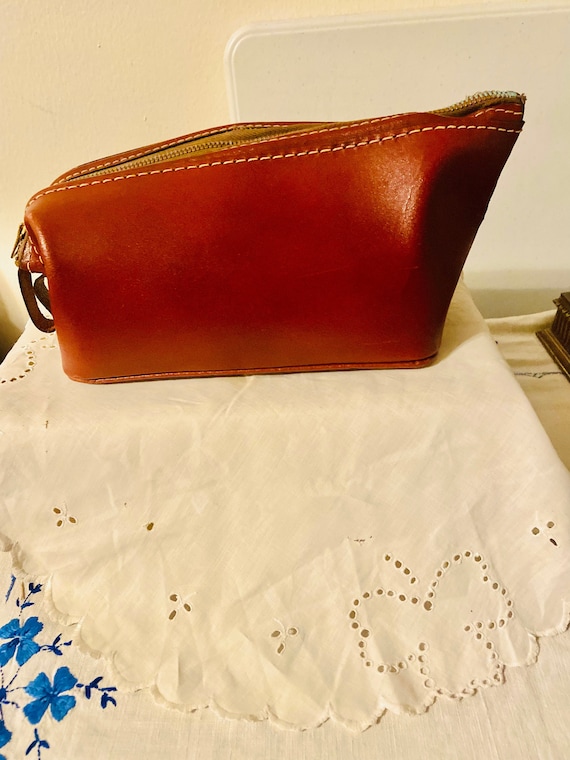 Men’s Vintage Leather Toiletry Bag/ Shaving Trave… - image 1