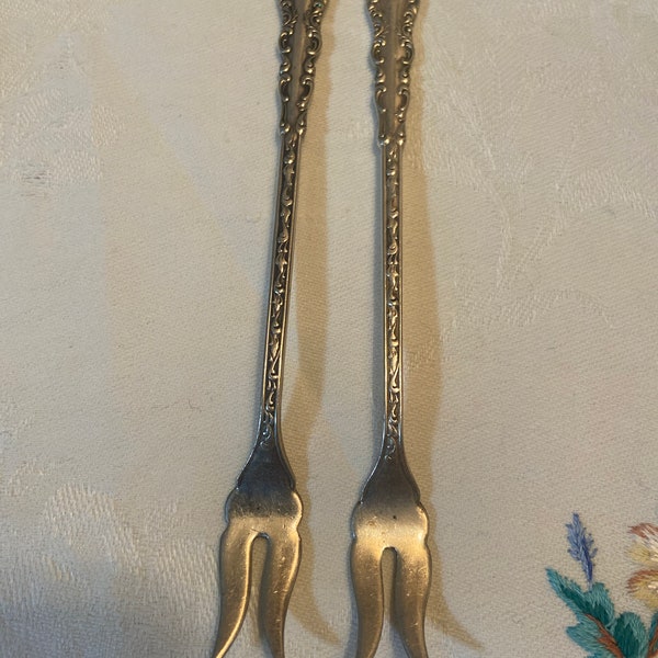 Simeon L and George Rogers Company silver plate cocktail forks (2)