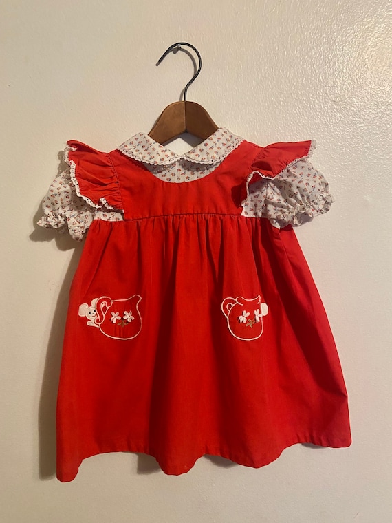 Vintage Nannette Red Embroidered Dress 24mos