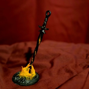 Espada enrollada de 15 cm inspirada en Dark Souls / Espada de Firelink impresa en 3D / JK3DProductions