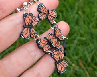 Monarch Butterfly Earring and Necklace Set, Polymer Clay, Cute Earrings, Necklace, Choker