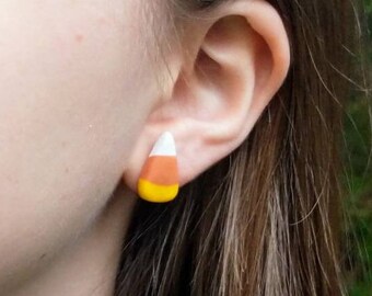 Candy Corn Halloween Earrings w/hypoallergenic hooks, Candy, Halloween, Handmade Earrings, Polymer Clay