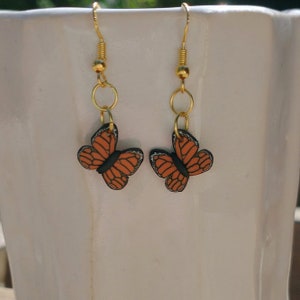 Butterfly Drop Earrings, Hypoallergenic, Nickel-free, Sculpey Clay