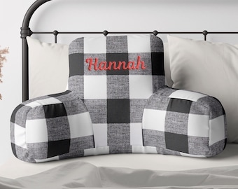 Personalized Rest Pillow Buffalo Check Reading Pillow Embroidery Pillow Gift for Her Gift for Grandma Nana Custom Name Pillow