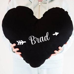 Valentines Day Gift Valentine&#39;s Day Pillow Custom Heart Pillow Personalized Heart Pillow Valentines Decor Black Heart Pillow Gift For Him