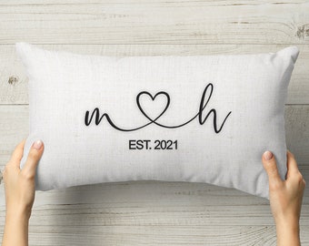 Bridal Shower Gift, Personalized Initials Heart Pillow, Embroidered Pillow, Wedding Gifts, Anniversary Gifts, Housewarming Gift