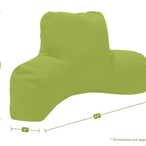 Puede incluir: Un coj&iacute;n de descanso para la cama de color verde lima con reposabrazos. El coj&iacute;n mide 84 cm de largo, 46 cm de alto y 15 cm de ancho. Las dimensiones son aproximadas. El coj&iacute;n est&aacute; dise&ntilde;ado para dar soporte al estar sentado en la cama.