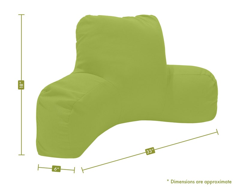 Puede incluir: Un coj&iacute;n de descanso para la cama de color verde lima con reposabrazos. El coj&iacute;n mide 84 cm de largo, 46 cm de alto y 15 cm de ancho. Las dimensiones son aproximadas. El coj&iacute;n est&aacute; dise&ntilde;ado para dar soporte al estar sentado en la cama.