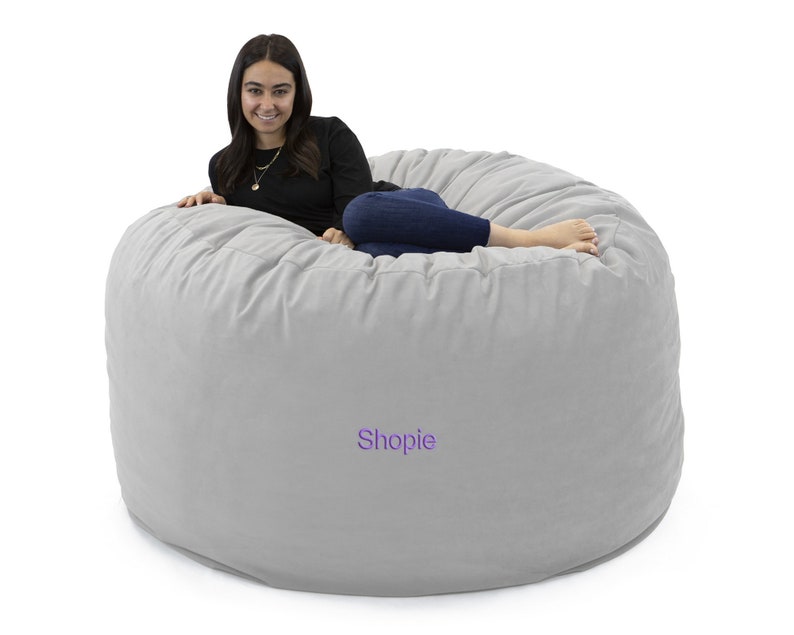 Personalized Velvet Custom Shredded Memory Foam Bean Bag Chair Etsy