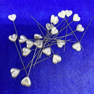 Heart Pearl Head Straight Pins for Quilting, Sewing & Crafts, 20 Pins, 2 1/8"