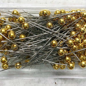 Metallic Gold Straight Pins for Quilting, Sewing & Crafts, 100 Pins, 1 1/2"