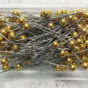 Metallic Gold Straight Pins for Quilting, Sewing & Crafts, 100 Pins, 1 1/2"