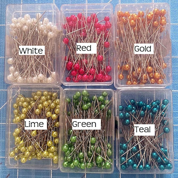 Pearl Head Straight Pins for Sewing & Crafts, 100 Pins, 1 1/2, Individual  Colors 