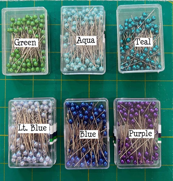ヘアアクセサリー [BlackMuse] multi color square pearl pin set Pearl Head Straight Pins for Sewing & Crafts, 100 Pins, 1 1