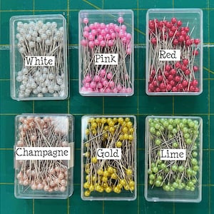 Pearl Head Straight Pins, 100 Pins, 1 1/2&quot;, Individual Colors