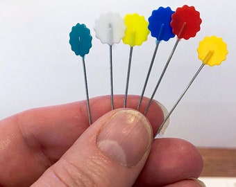 Flower Straight Pins for Quilting, Sewing & Crafts, 100 Pins, 2", Multiple Bright Colors