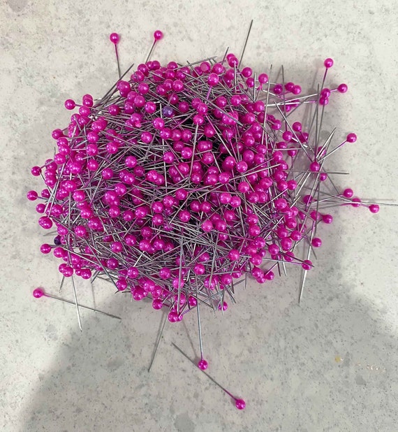 Hot Pink Pearl Head Straight Pins for Sewing & Crafts, 100 Pins, 1 1/2 