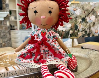 Muñeca Raggedy Ann vintage, fresa
