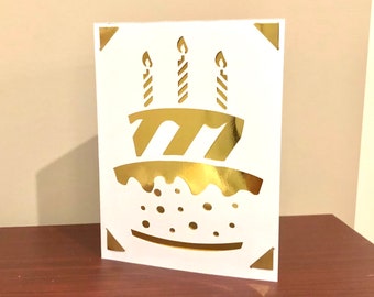 Pastel Insertar tarjeta de cumpleaños / invitación SVG Cricut, alegría, silueta, Cameo Digital Cut archivo